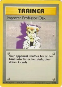 A picture of the Imposter Professor Oak Pokemon card from Base Set